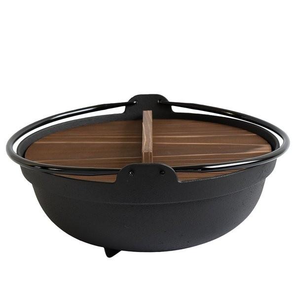 南部鉄器 いろり鍋 9寸 囲炉裏鍋 IH対応 内径270mm 南部鉄 木蓋付き 丸
