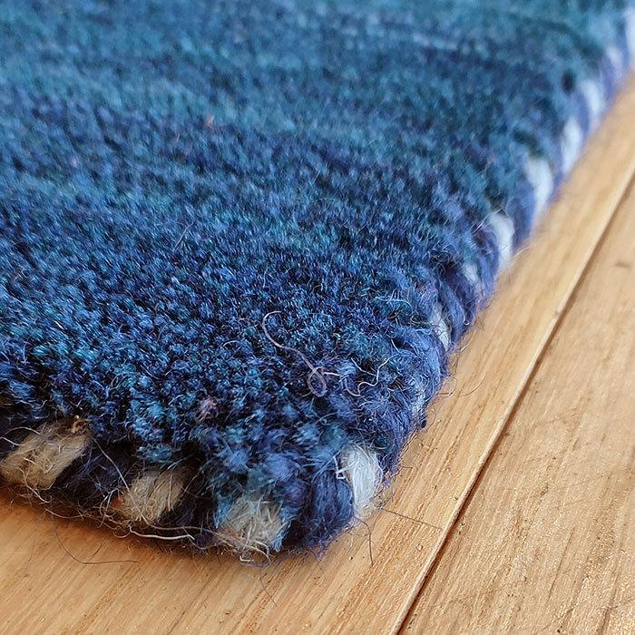 ラグ 絨毯 カーペット ギャッベ ギャベ ギャッベ風 ウール 75cm ブルー