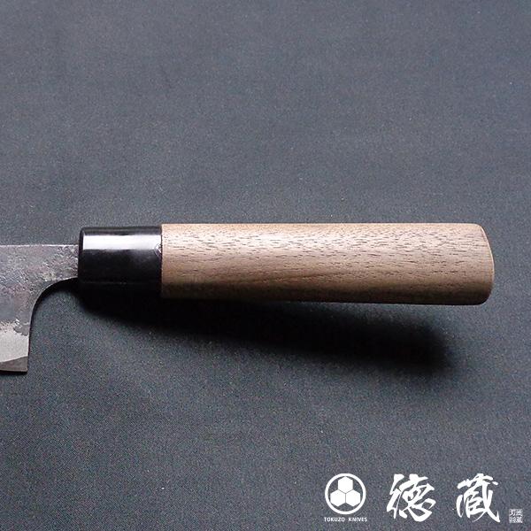 黒打ち小包丁 105mm 両刃 青紙2号 胡桃 日本製 徳蔵刃物 TOKUZO KNIVES
