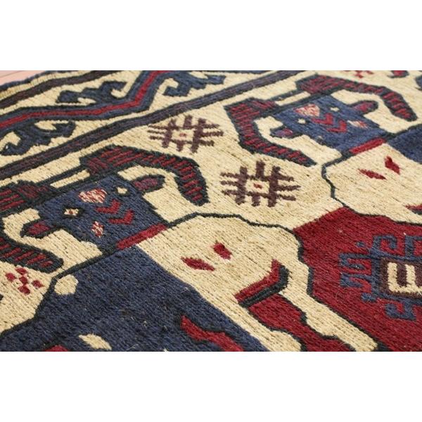 山羊柄 手織りキリム アフガニスタン産 タイマニ族作 140×80cm 手織り