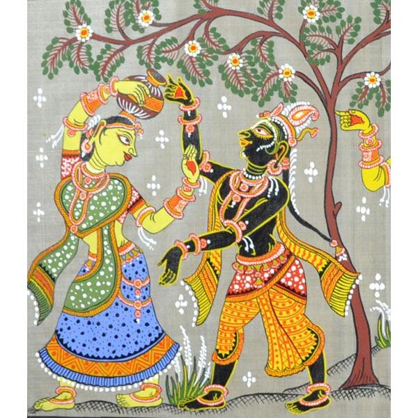 インドの細密画 オリッサ様式のラーダ・クリシュナとゴーピー達 : Five