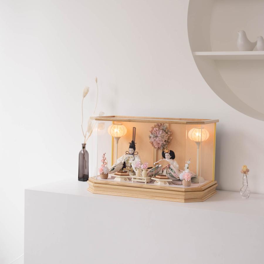 雛人形 お雛様 おしゃれ 木製 人気 かのん 人形ケース 吉藤作 桜刺繍