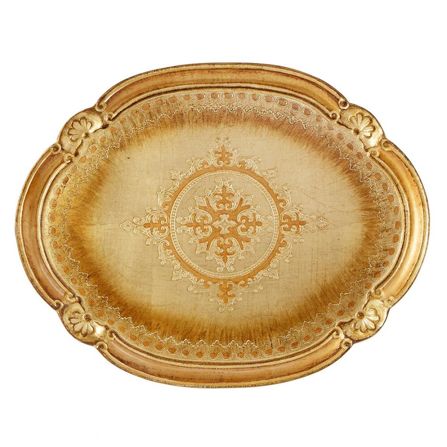 イタリア製 トレー / 軽量 木製 ゴールド 輸入雑貨 インテリア