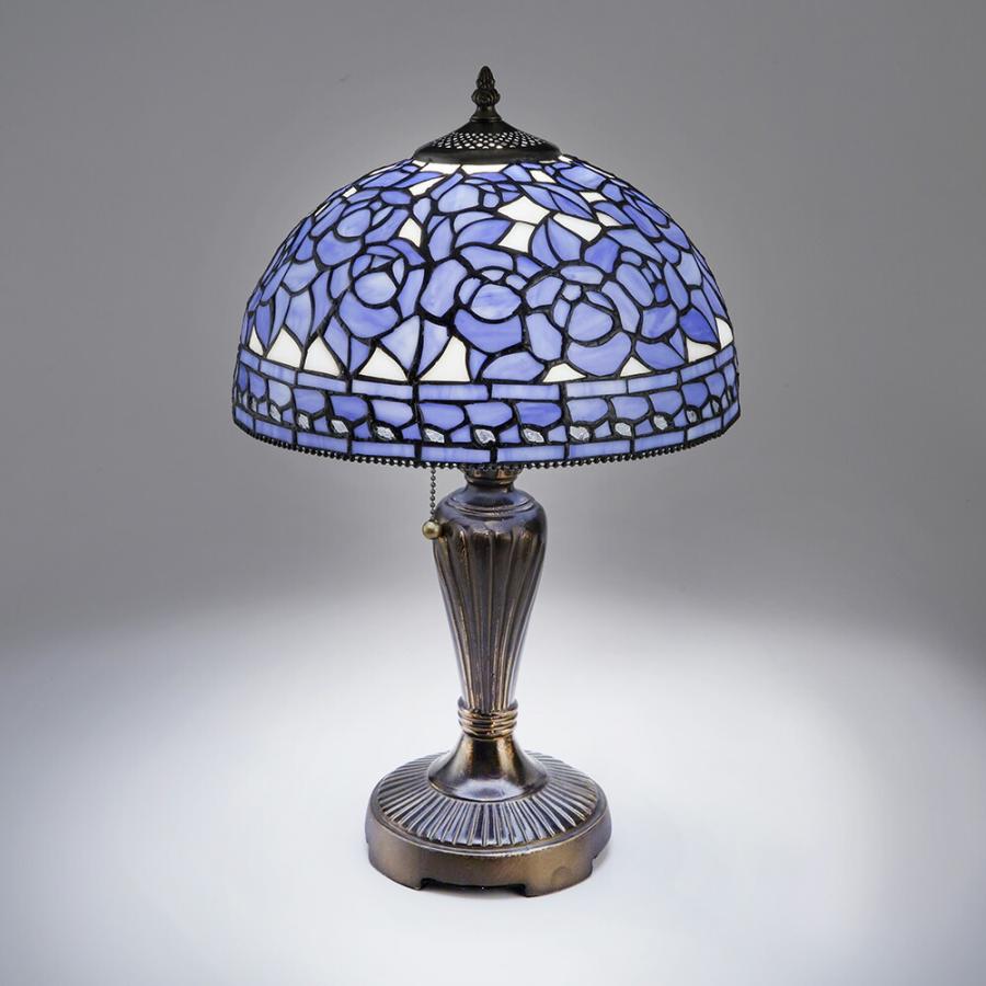 ステンドランプ ブルーローズ / ステンドグラス ランプ デスクランプ