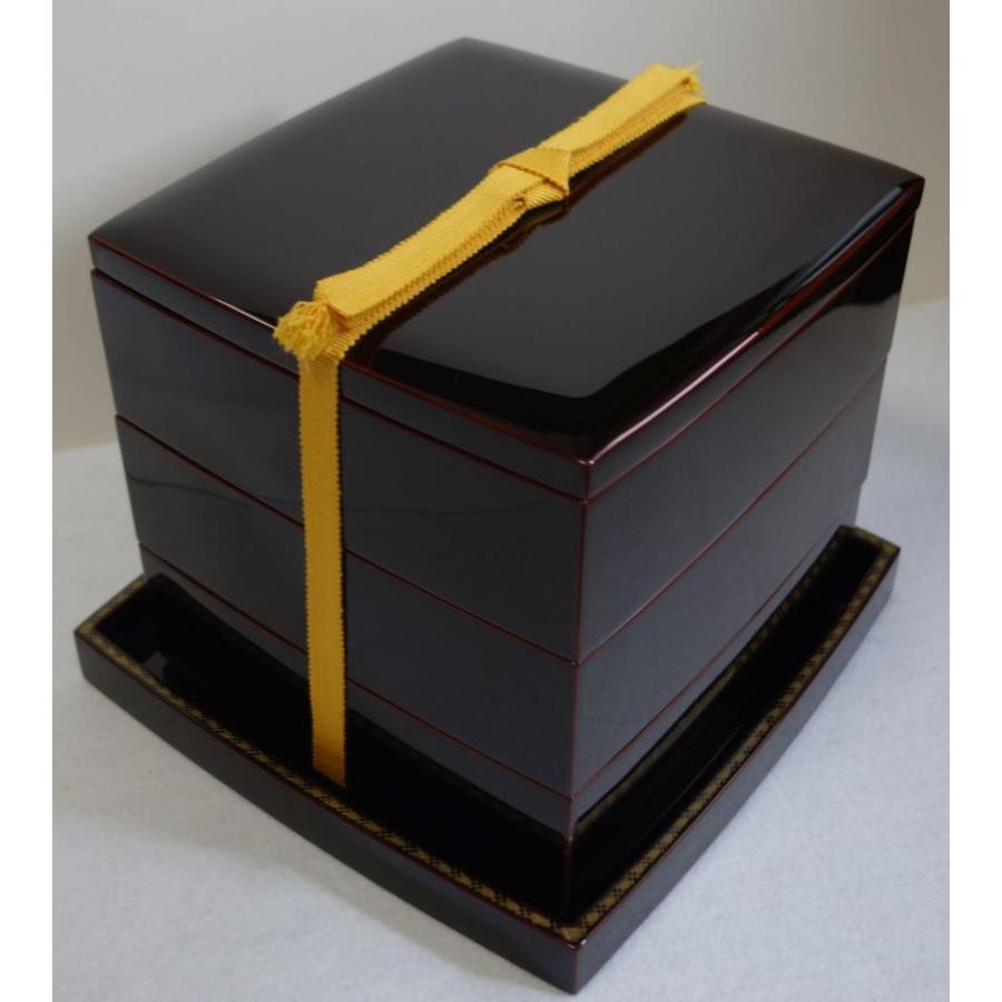 未使用 輪島塗 あずき色 三段重箱 台付 輪島塗重箱 お正月 お節 正月