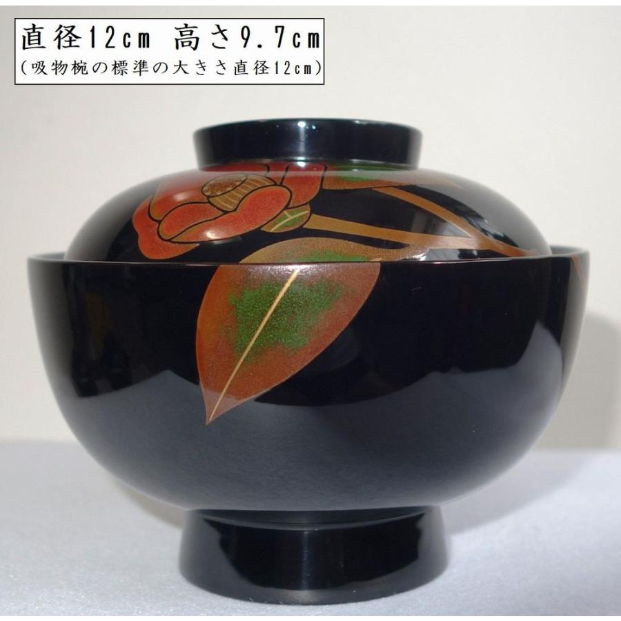 輪島塗 つばき蒔絵 吸物椀5客 輪島塗吸物椀 輪島塗お椀 汁椀 椿蒔絵