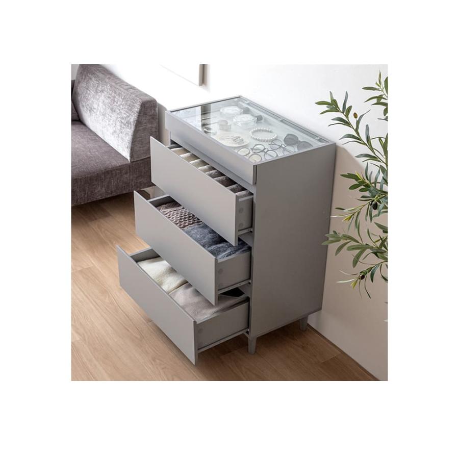 洋服収納チェスト ガラス天板チェスト アクセサリー収納 ディスプレイ