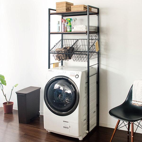 宮武製作所 洗濯機ラック バスケット 洗濯かご 幅60 おしゃれ スリム