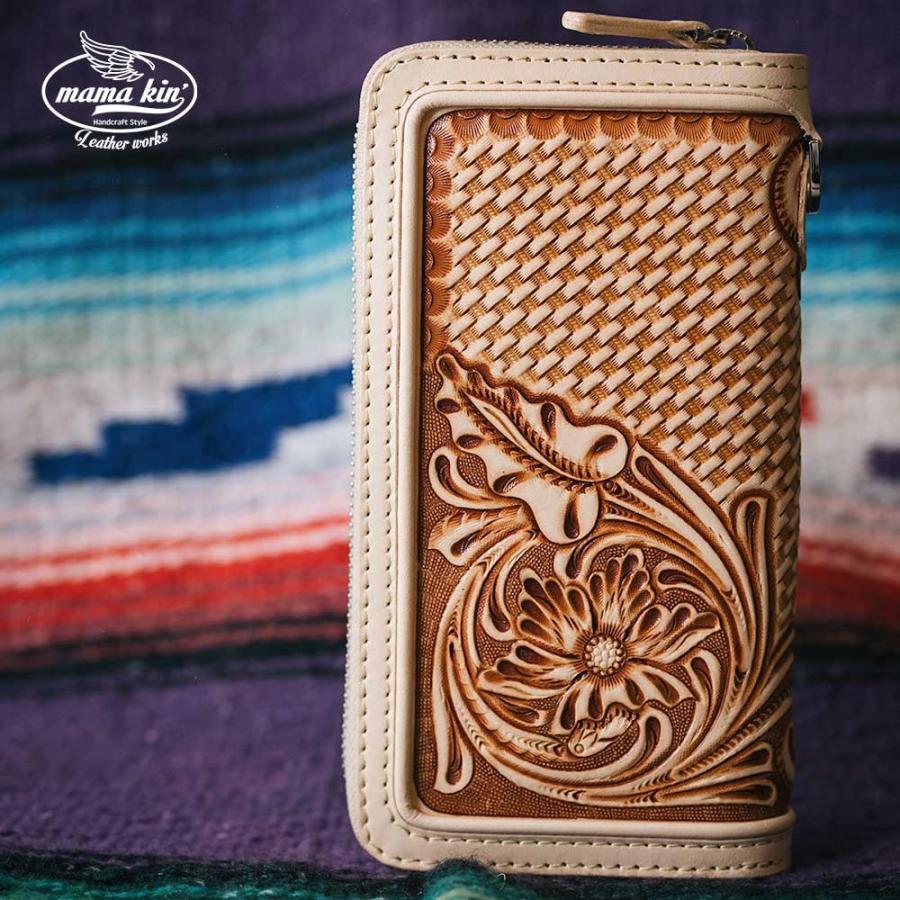 カービングウォレット ヌメ革 バイカーズ サドルレザー ライダース