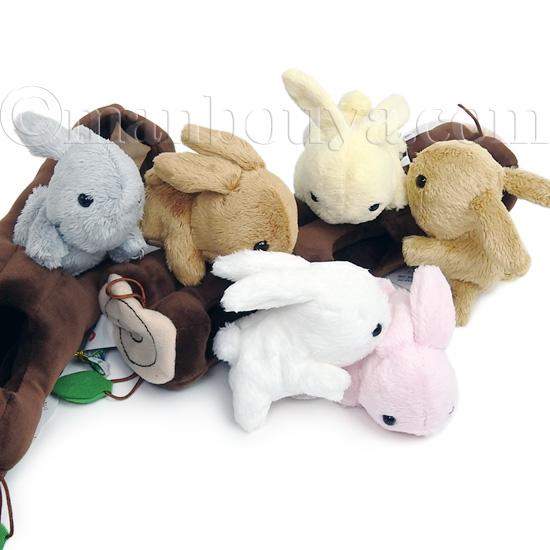 10％FF うさぎ ぬいぐるみ 切り株 ディスプレイ 6色ウサギとキリカブの