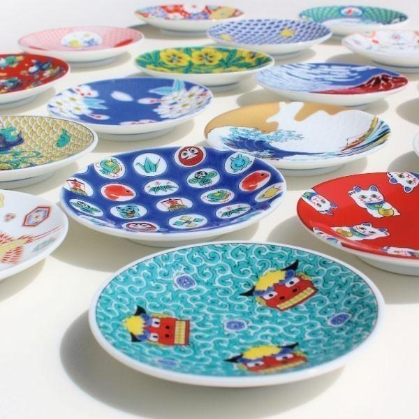 九谷焼 縁起豆皿 まめ皿 青郊窯 プレート 赤富士 開運 富士山 人気