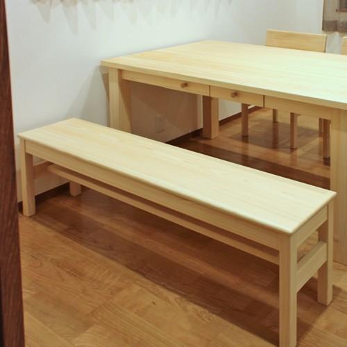 ひのきベンチ 板座 ダイニングベンチ サイズオーダー 国産ヒノキ無垢