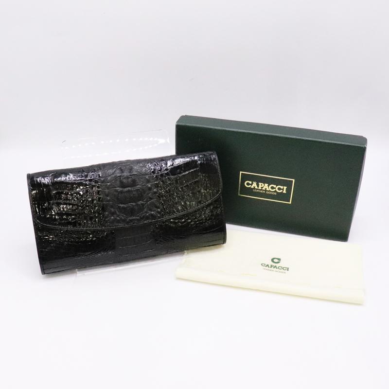 新品未使用 CAPACCI カパッチ レザーウォレット 黒 長財布 三つ折り