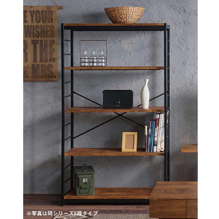 ヴィンテージ風オープンラック 幅84cm 6段 ワイド シェルフ 木目 木製