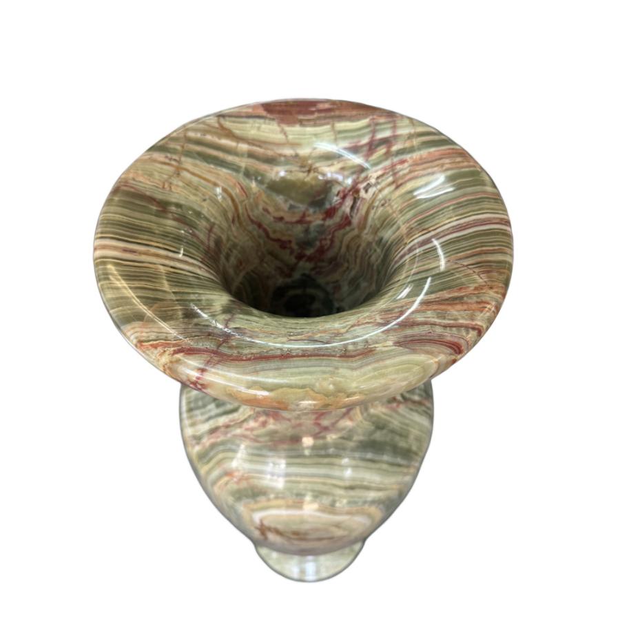 特大 グリーン オニックス 花瓶 A H95cm 最高級 サンルイス 縞 瑪瑙