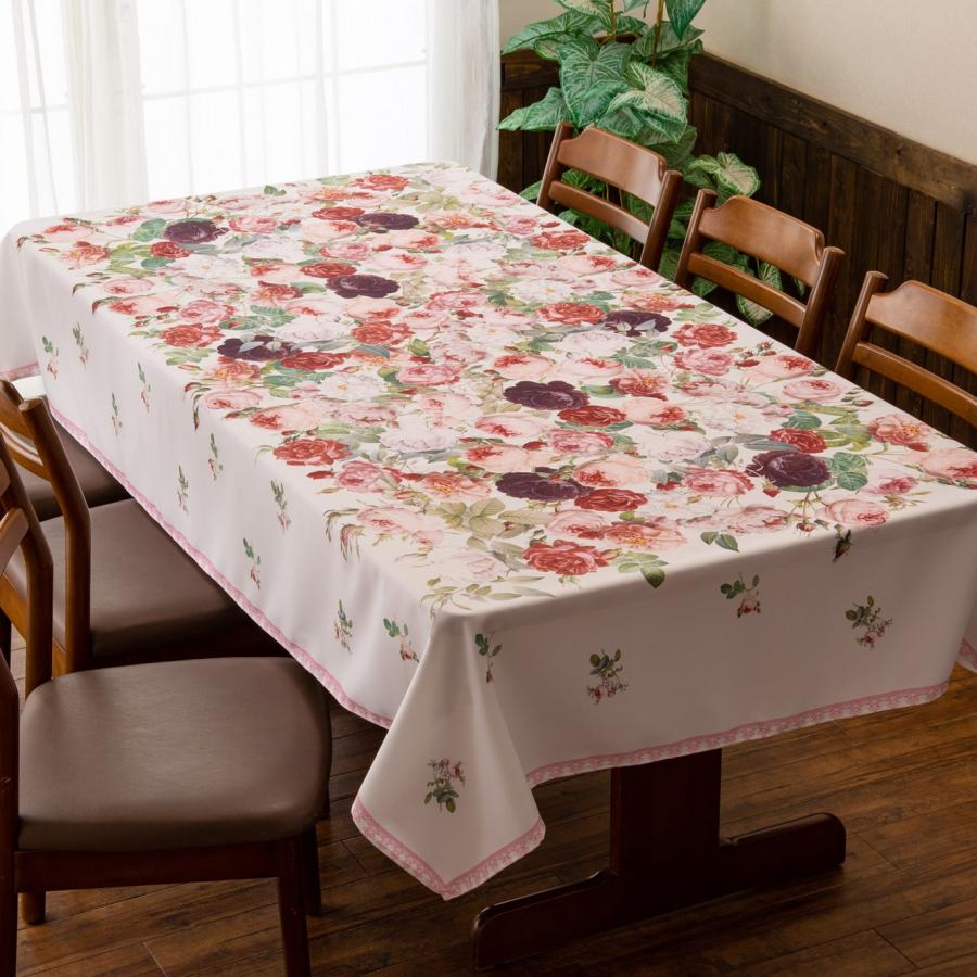 テーブルクロス おしゃれ 撥水 布 白 6人掛け 約145×230cm ルドゥーテ