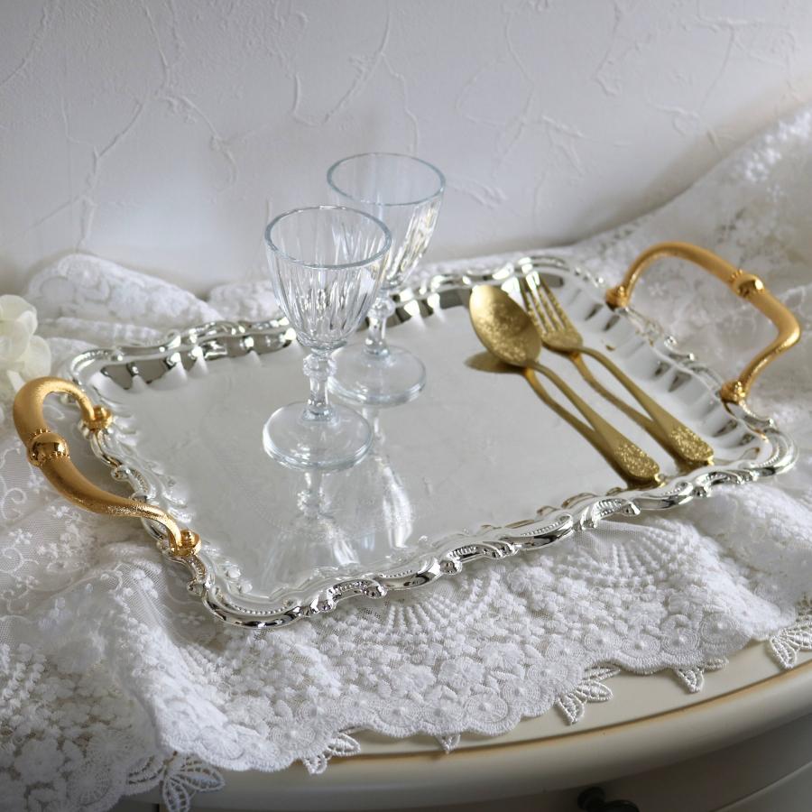 HARMONIER（ハルモニア） シルバートレイ ゴールドハンドル トレー