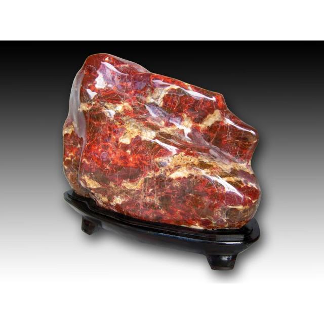 紅加茂石 水石 景石 磨き 鑑賞石 台付き パワーストーン 希少 kaw1701