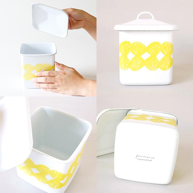 ホーロー スクエア キャニスター kukka/ 保存容器 フタ付き 琺瑯 北欧