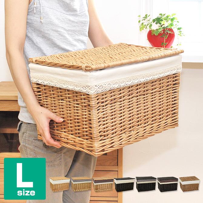 生活雑貨 かご バスケット 収納 フタ付き 収納ボックス L サイズ