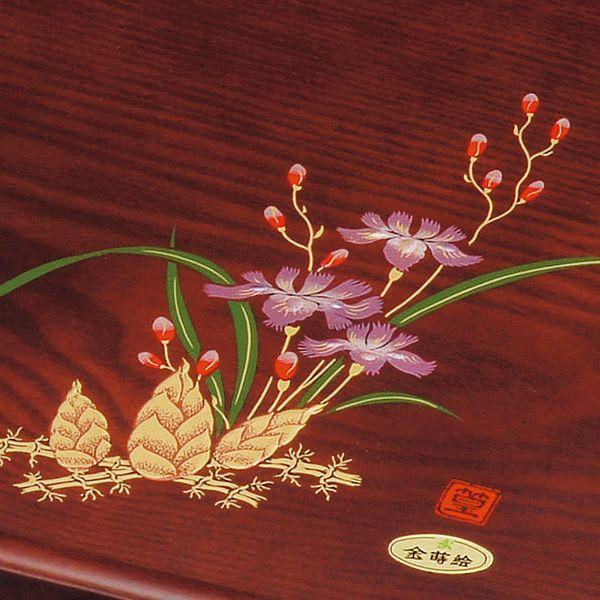 みよし漆器本舗 紀州塗り 尺7寸 舟型 長手盆 黒檀杢 山路(盛絵) お盆