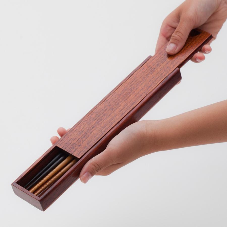 みよし漆器本舗 箸箱 スライド 天然木製 2膳用 箸入れ 箸ケース 25.5cm