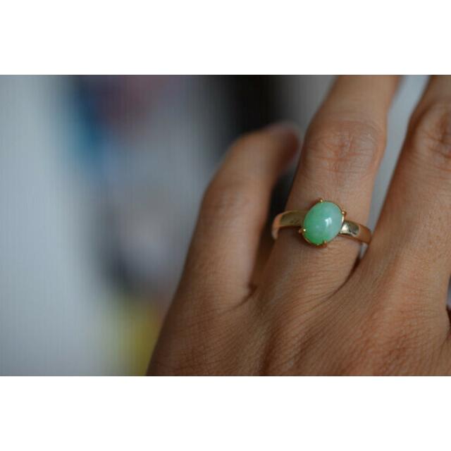 D52 特売 天然 黄緑 本翡翠 ミャンマー リング 指輪 レディース メンズ