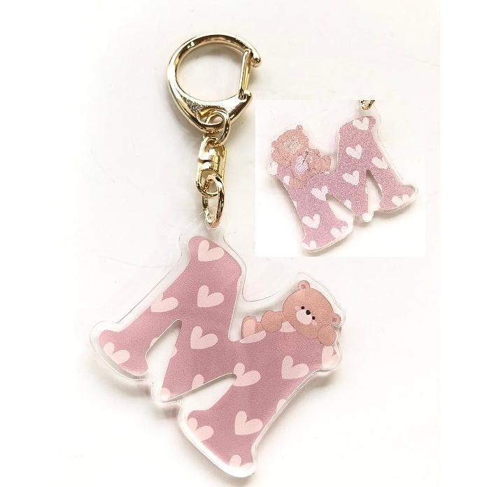 ペールカラーイニシャルベアキーホルダー かわいい くま 誕生日