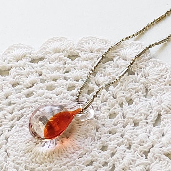 琉球ガラス×浄化の塩ペンダントトップ ネックレス（太陽の恵み・レッド