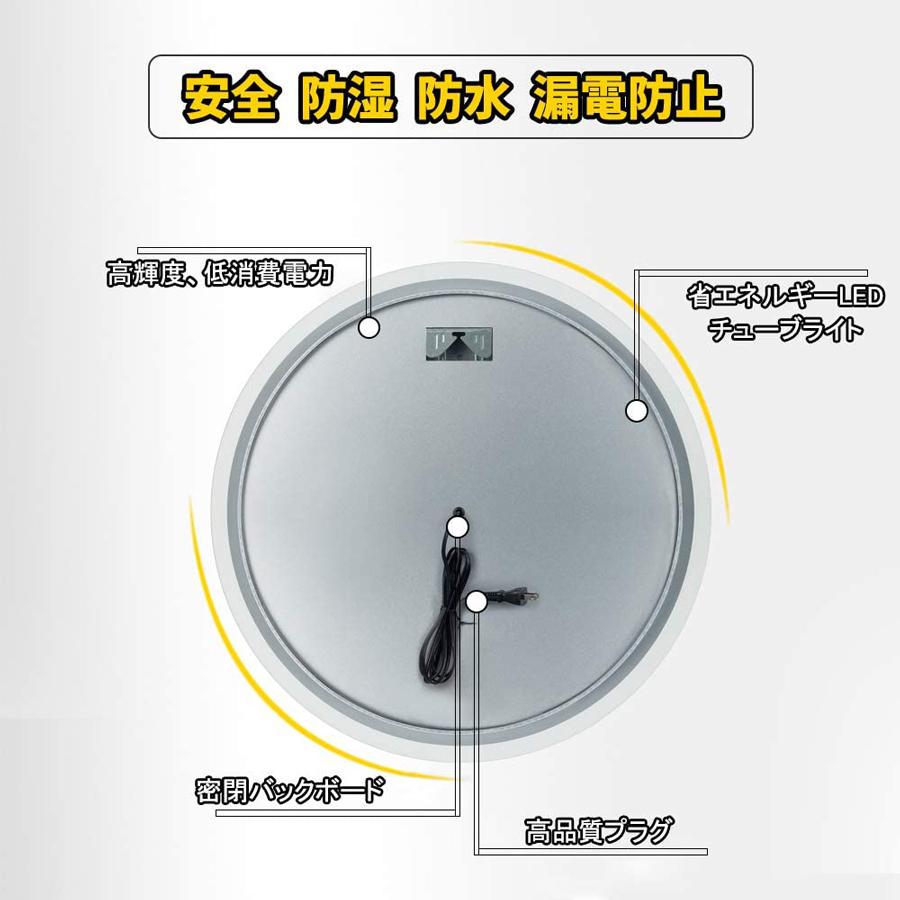 ミルオ君の鏡工房 LEDミラー 丸 ミラー 丸型60cm ミラー ライト付き