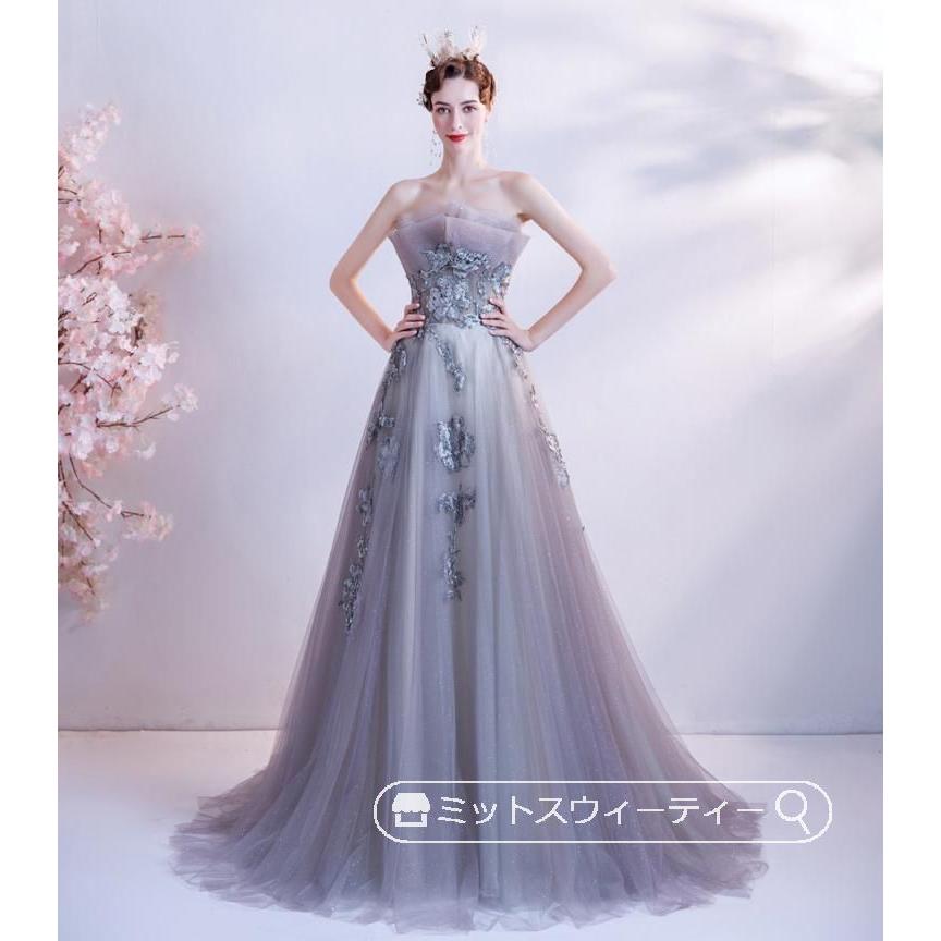 カラードレス 演奏会用ドレス 発表会 ピアノ ロングドレス Aライン