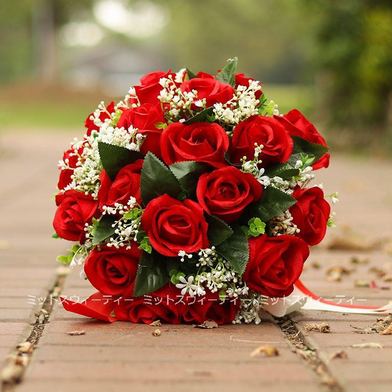 12タイプ ウエディングブーケ レッド 赤 二次会 結婚式 ローズ バラ