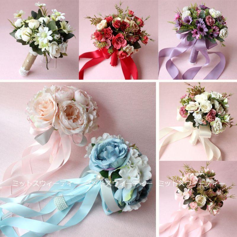 20タイプ ウエディングブーケ ミニ 二次会 結婚式 造花 リボン