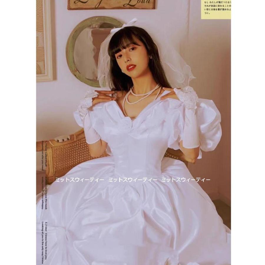 ウエディングドレス レトロ婚 花嫁 サテン 純白 昭和風写真 前撮り