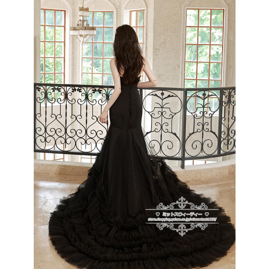 カラードレス ロングドレス マーメイドドレス ブラック ビスチェ