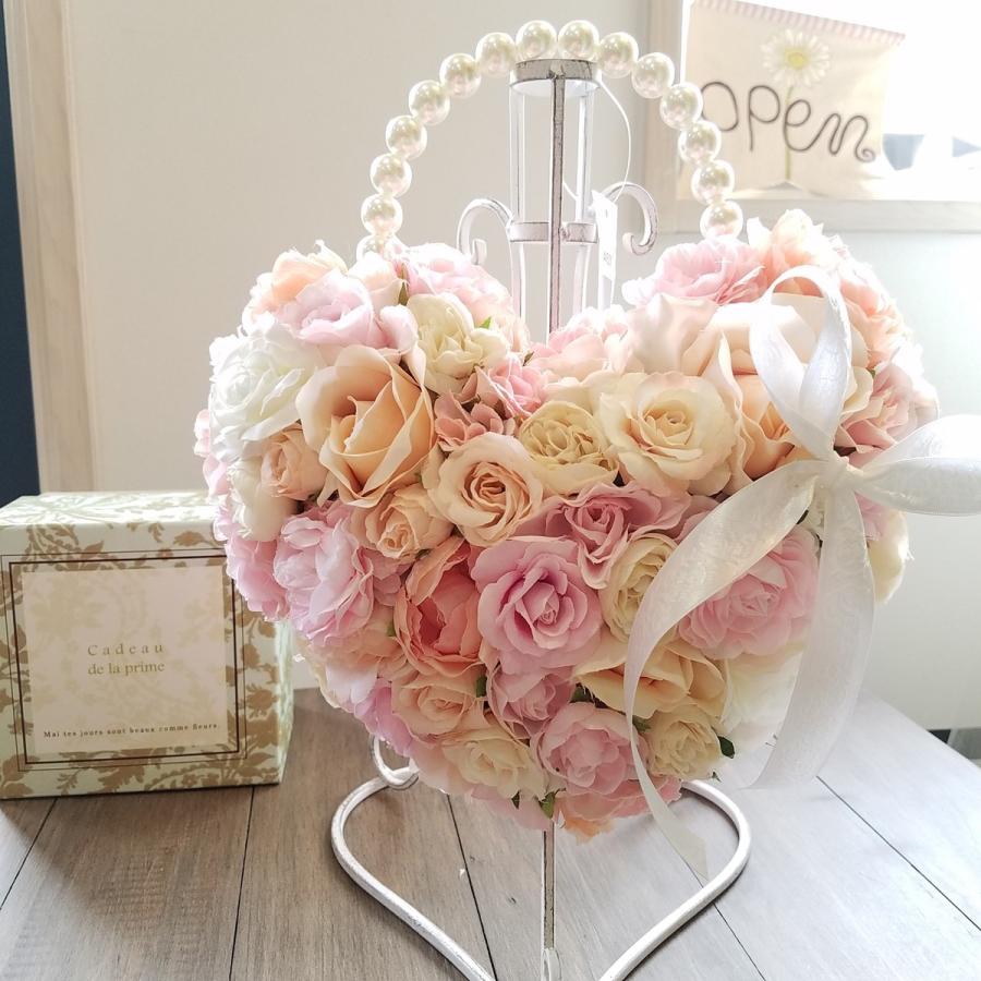 ハートバックブーケ ブートニア付き ピンク ハート型 前撮り 海外