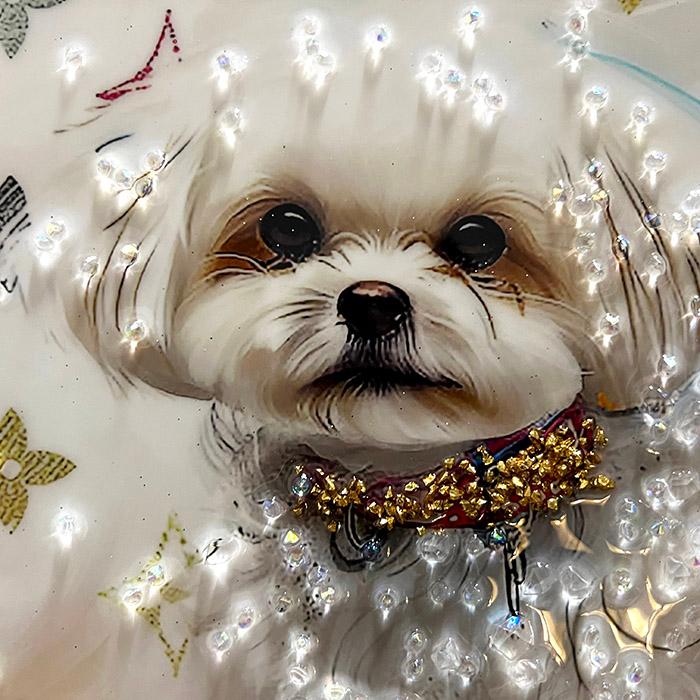 送料無料 クリスタルアートパネル オマージュアートパネル マルチーズ