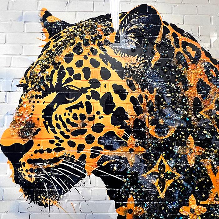 送料無料 クリスタルアートパネル オマージュアートパネル レオパード