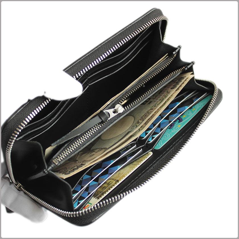 カービングウォレット 透かし彫り長財布 ラウンドファスナーロング