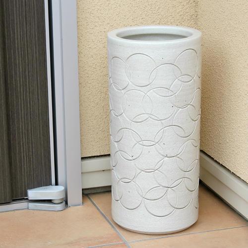 信楽焼 陶器 傘立て 白 輪彫 傘たて スリム 北欧 おしゃれ