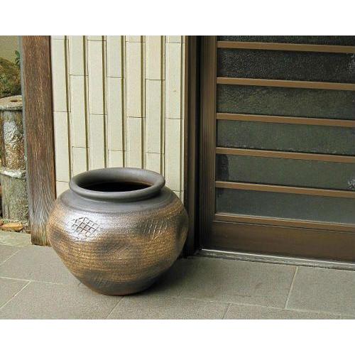 在庫数限り 信楽焼 大きな 花瓶 焼締 丸壷型 13号 おしゃれ 大壺 つぼ