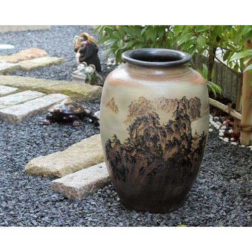 在庫数限り 信楽焼 大きな 花瓶 山絵 大壷 18号 おしゃれ 大壺 つぼ