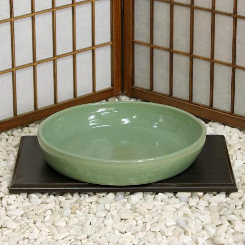 信楽焼 水盤 花器 12号 青磁 貫入 陶器 池坊 嵯峨御流 生け花 華道用