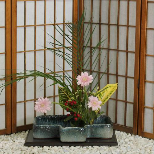 信楽焼 水盤 南蛮 凸 変形 12号 花器 陶器 池坊 嵯峨御流 生け花 華道