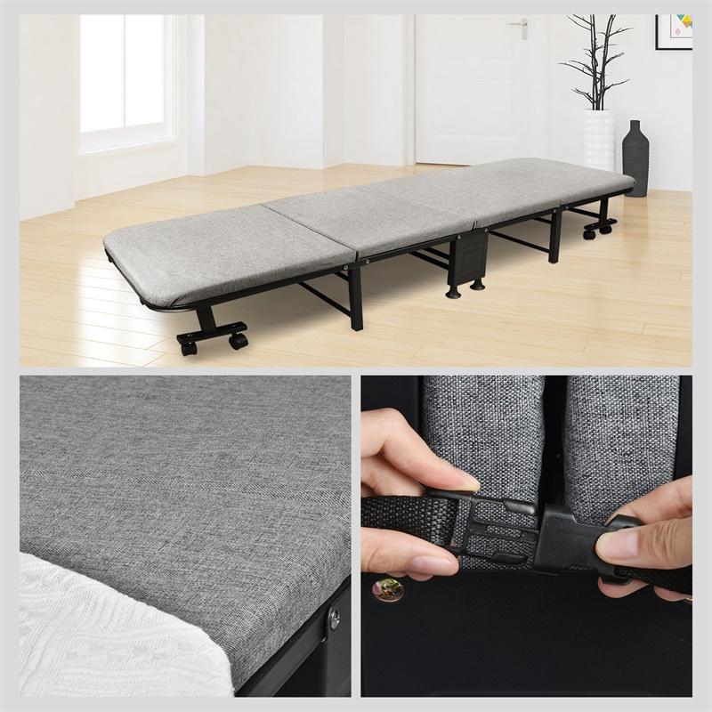 ベッド 折りたたみベッド シングル 四つ折 マットレス キャスター付