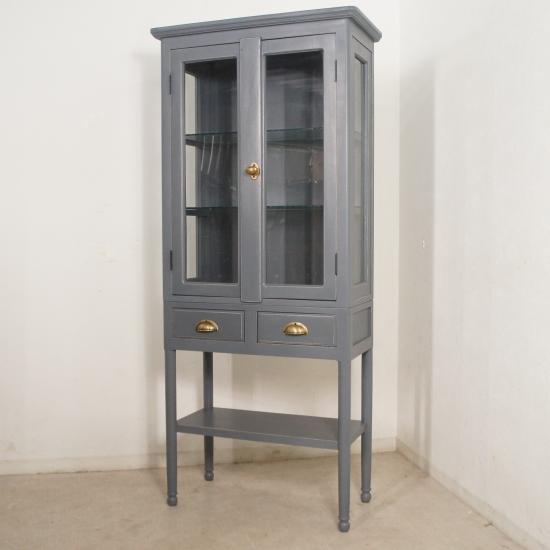 アンティーク調 ケビント 医療用 ガラス棚 飾り棚 グレー : 81jpstore