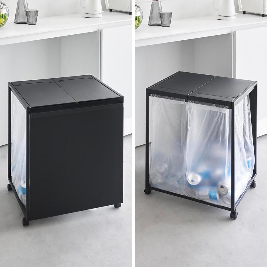 tower 山崎実業 蓋付き目隠し分別ダストワゴン タワー 45L 2分別