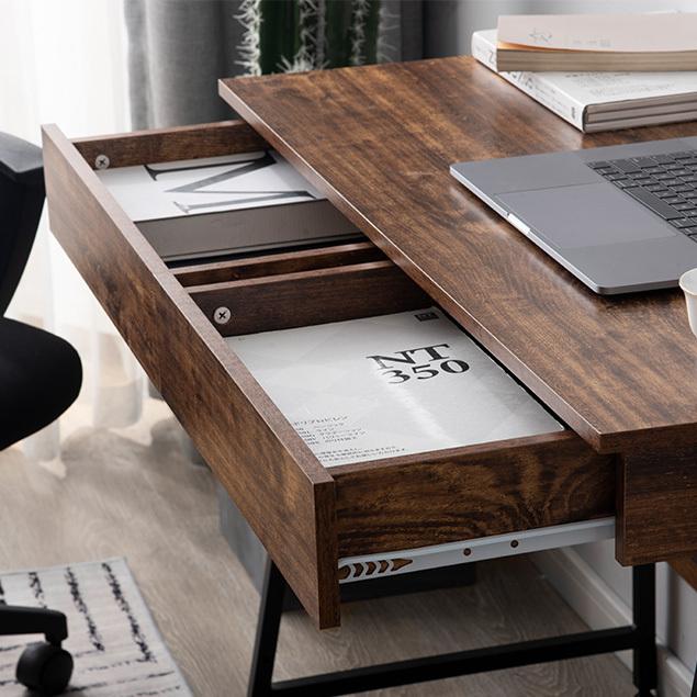 BTM パソコンデスク 引き出し付き 幅100cm 木製 収納 シェルフ付き