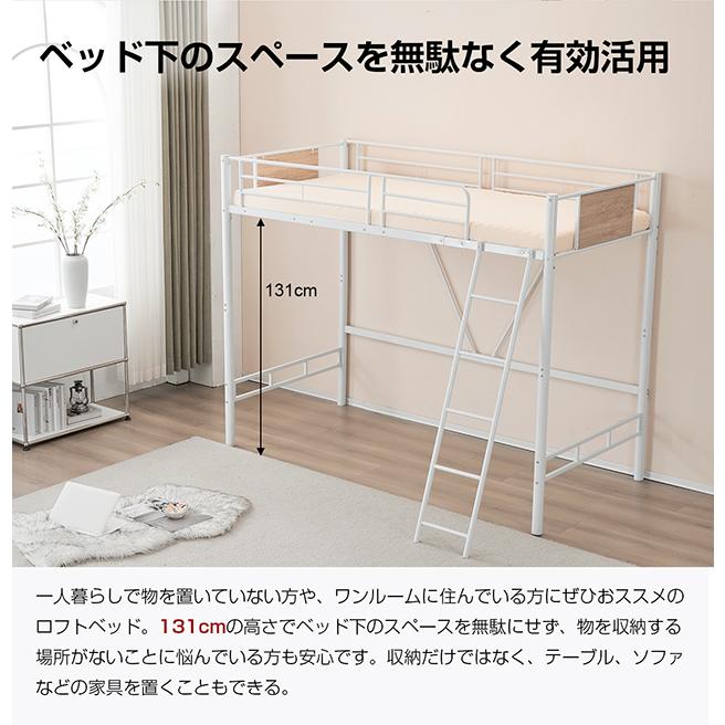 BTM ロフトベッド シングルベッド パイプベッド ロータイプ スチール