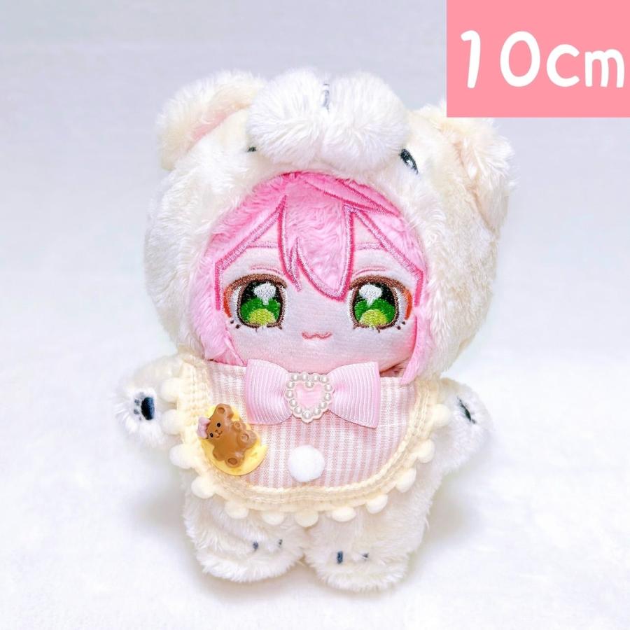 ぬい服 10cm 11cm 12cm ピンク ブルーのチェック柄スタイ ぬいふく